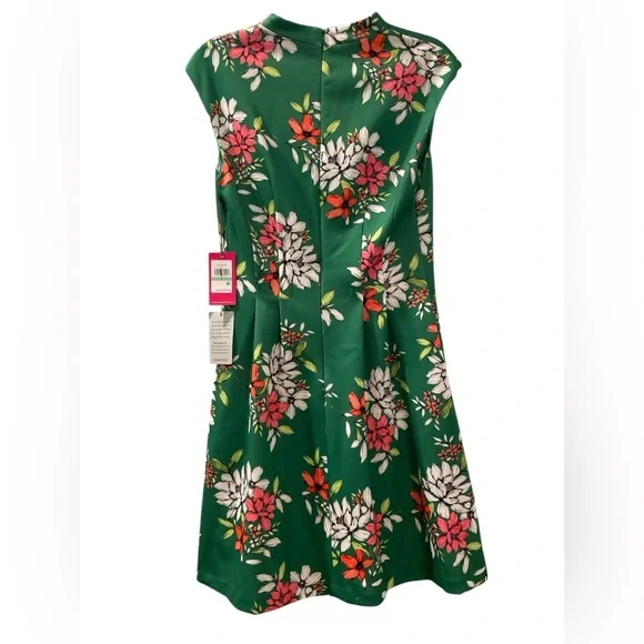Vince Camuto Green Floral Scuba Knit Fit and Flare Dress Size 8 - Picture 5 of 12